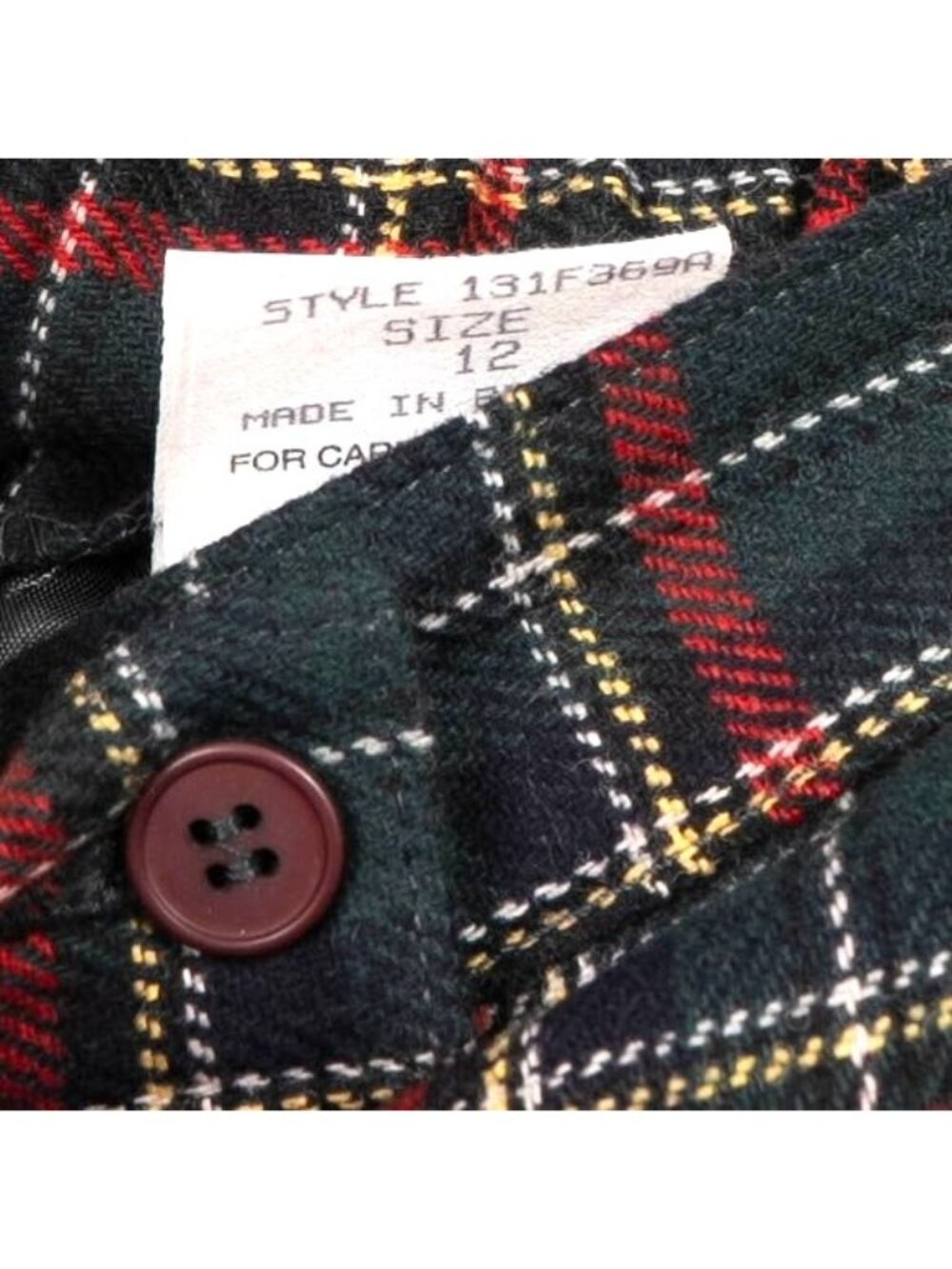 Koret VTG Plaid Tartan Pleated Pants 12 Womens Red Green Wool Blend High Waist - Picture 5 of 7
